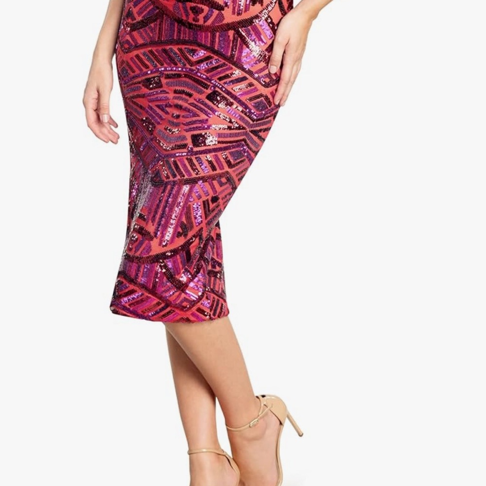 Sequin Embellished Red Skirt